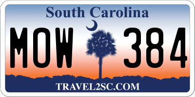 SC license plate MOW384
