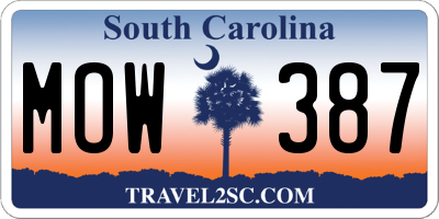 SC license plate MOW387