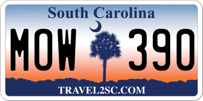 SC license plate MOW390