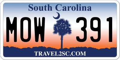 SC license plate MOW391
