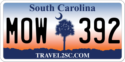 SC license plate MOW392