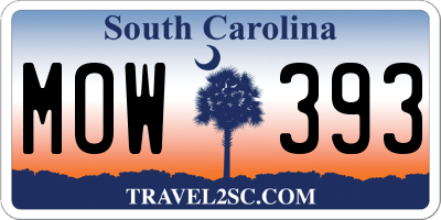 SC license plate MOW393