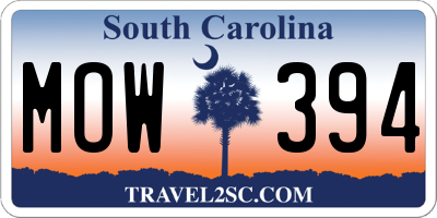 SC license plate MOW394