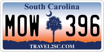 SC license plate MOW396