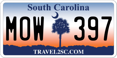 SC license plate MOW397