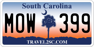 SC license plate MOW399