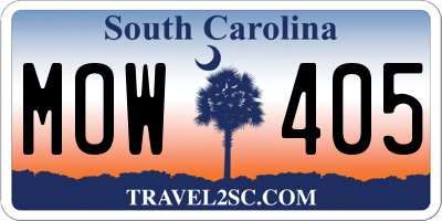SC license plate MOW405