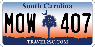 SC license plate MOW407