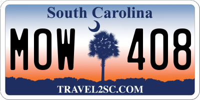 SC license plate MOW408