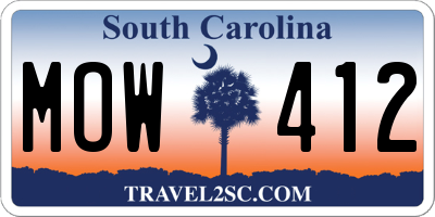 SC license plate MOW412
