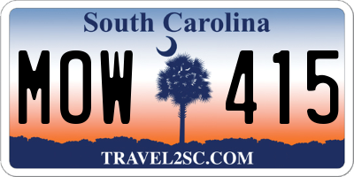 SC license plate MOW415