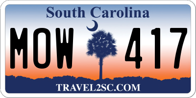 SC license plate MOW417