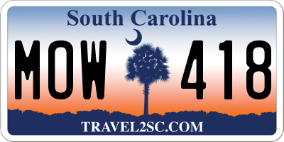 SC license plate MOW418
