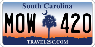 SC license plate MOW420