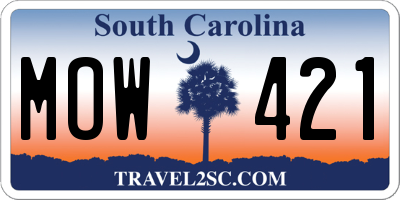 SC license plate MOW421