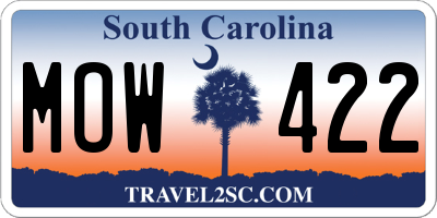 SC license plate MOW422