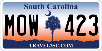 SC license plate MOW423