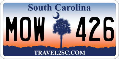SC license plate MOW426