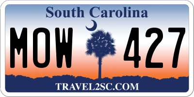 SC license plate MOW427