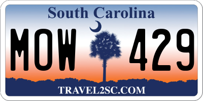 SC license plate MOW429