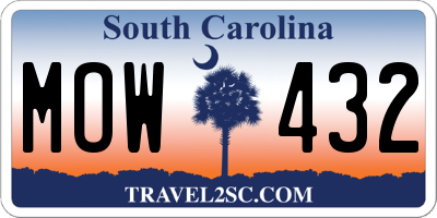 SC license plate MOW432