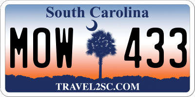 SC license plate MOW433