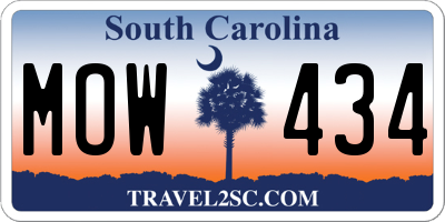 SC license plate MOW434