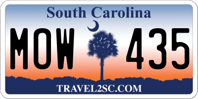 SC license plate MOW435