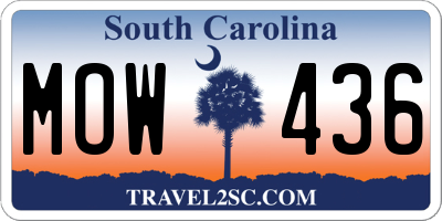 SC license plate MOW436