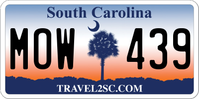 SC license plate MOW439