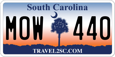 SC license plate MOW440