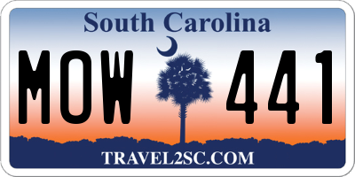 SC license plate MOW441
