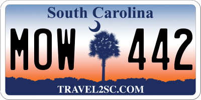 SC license plate MOW442