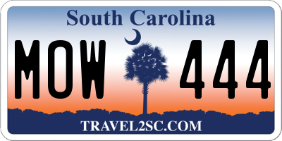 SC license plate MOW444
