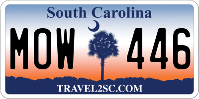 SC license plate MOW446