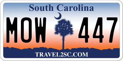 SC license plate MOW447
