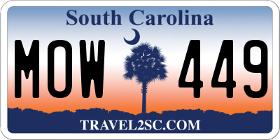 SC license plate MOW449