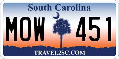 SC license plate MOW451