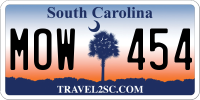 SC license plate MOW454