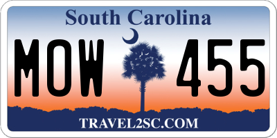 SC license plate MOW455