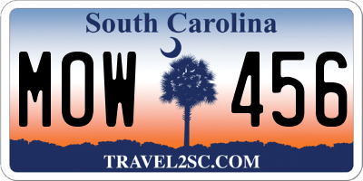 SC license plate MOW456