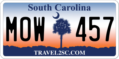 SC license plate MOW457