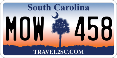 SC license plate MOW458