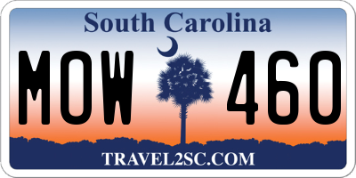 SC license plate MOW460