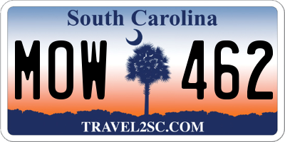SC license plate MOW462