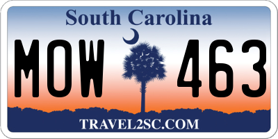 SC license plate MOW463