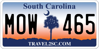 SC license plate MOW465