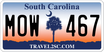SC license plate MOW467
