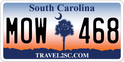 SC license plate MOW468