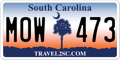 SC license plate MOW473